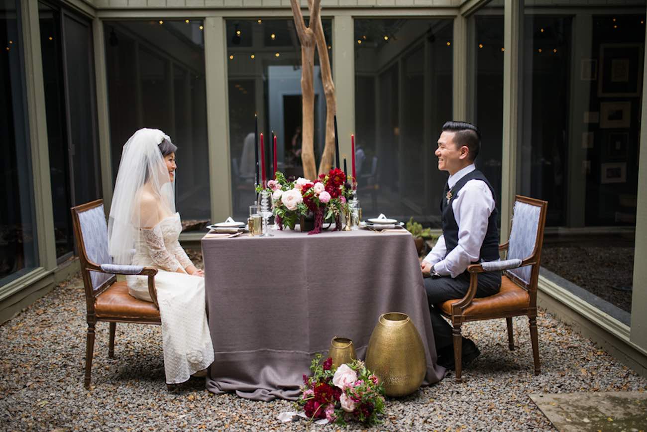 Cranberry + Navy Atrium Rooftop Wedding 22