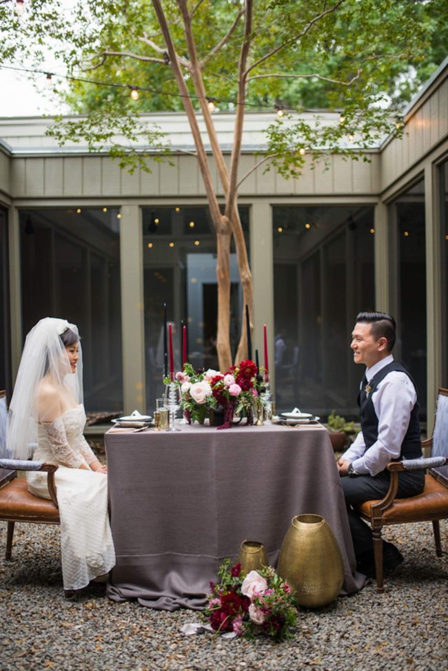 Cranberry + Navy Atrium Rooftop Wedding 23