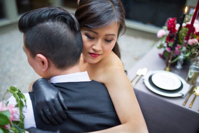 Cranberry + Navy Atrium Rooftop Wedding 30