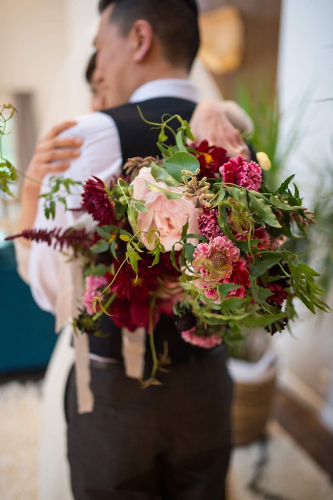 Cranberry + Navy Atrium Rooftop Wedding 7