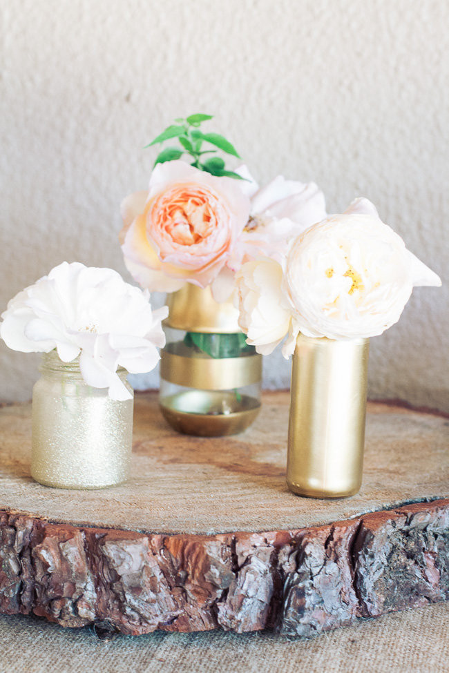 DIY Gold Glitter Bottle Vases