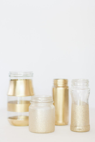 DIY Gold Glitter Bottle Vase 5