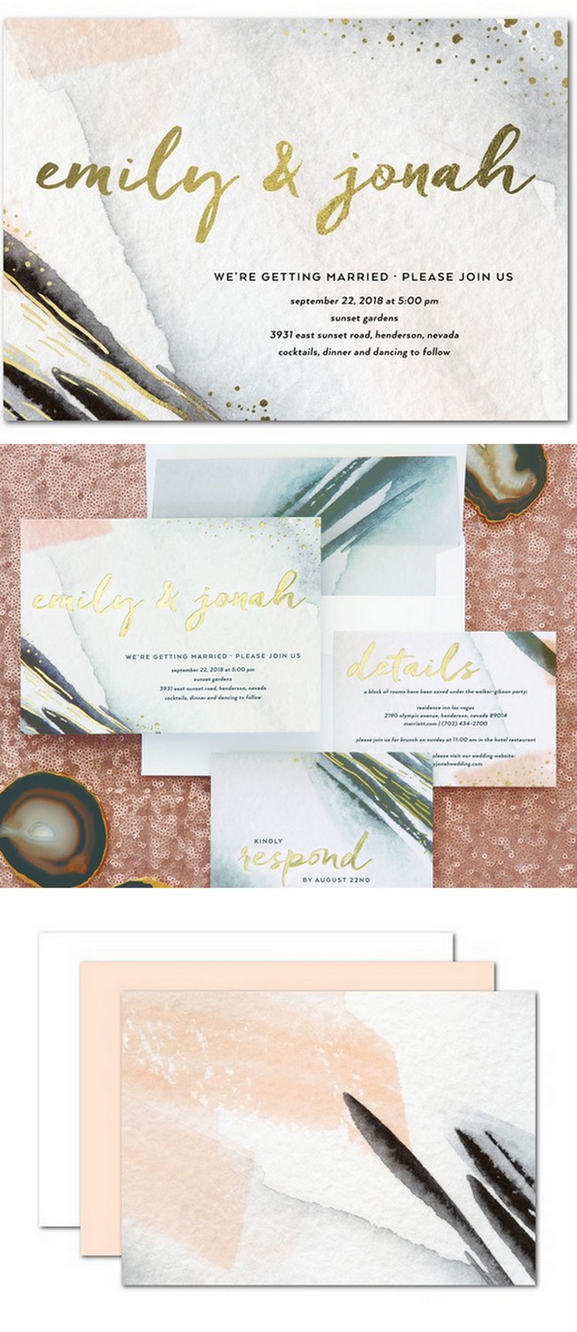 Geode Agate and Crystal Wedding Invitations