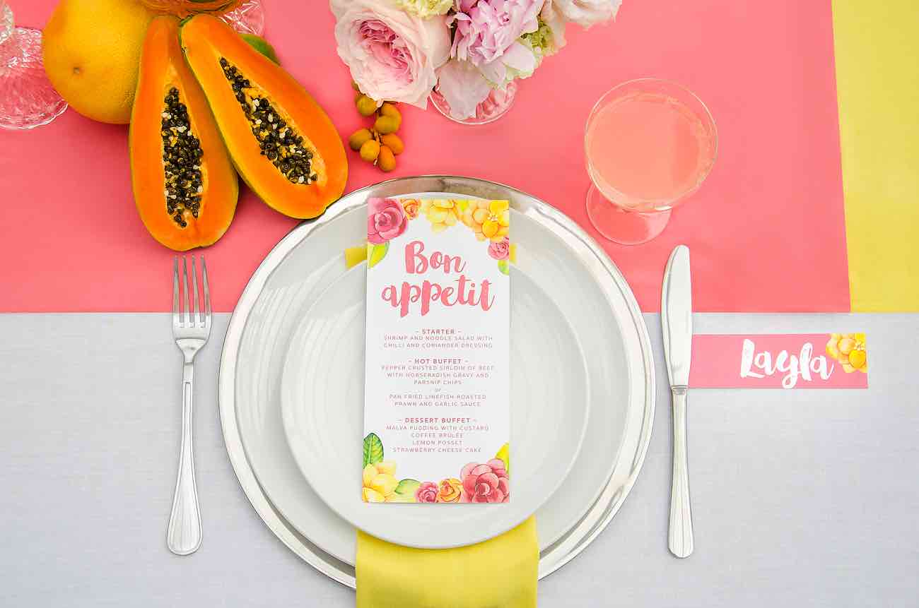 Vibrant Grapefruit, Yellow, Coral and Citrus wedding decor ideas - Kaitlyn de Villiers photography