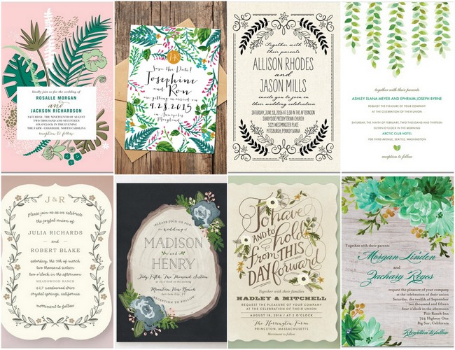 Greenery Botanical Wedding Invitations