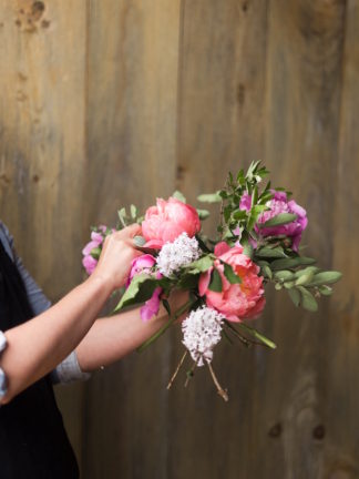 How to create a romantic, hand tied garden wedding bouquet.