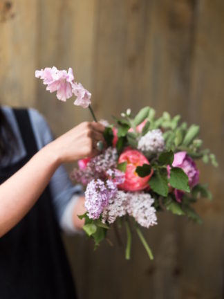 How to create a romantic, hand tied garden wedding bouquet.