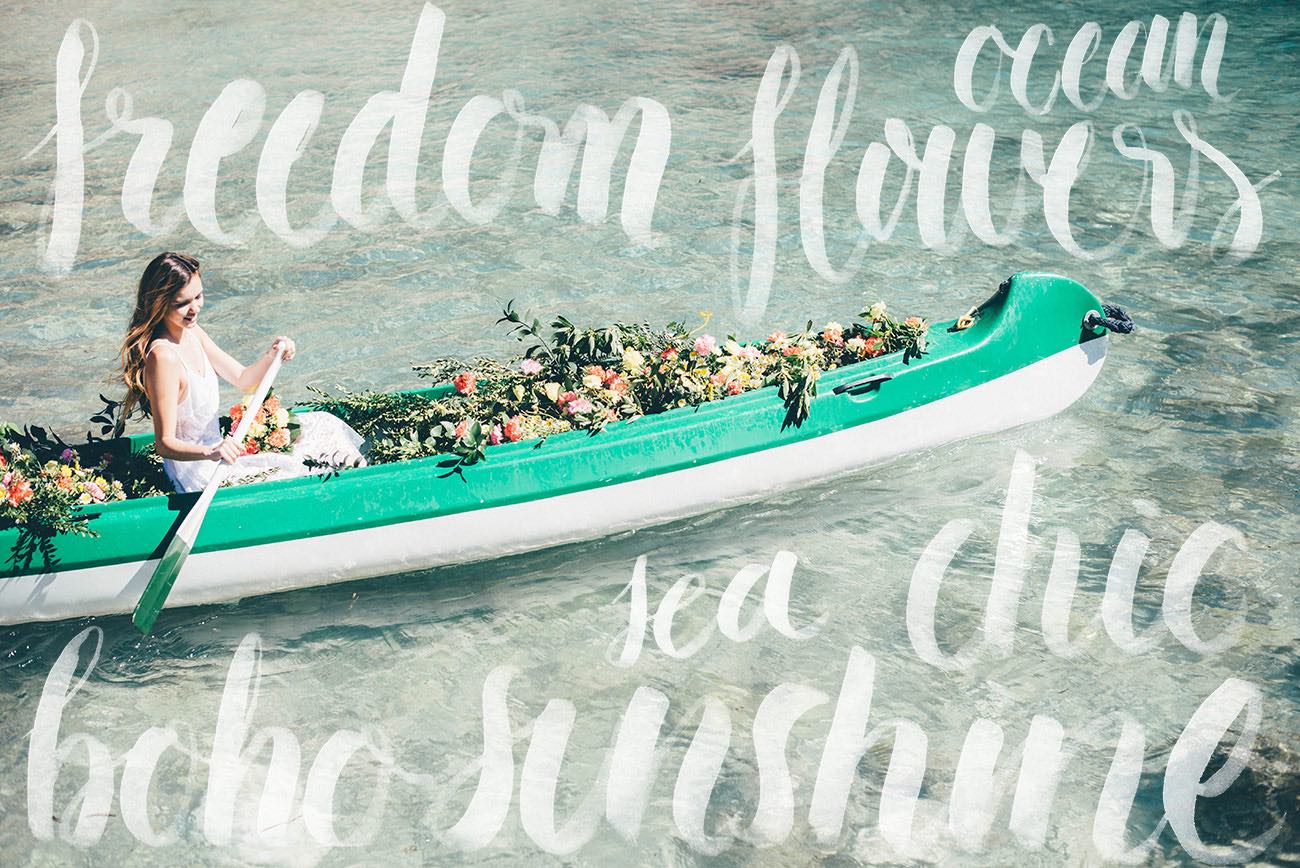 Summer Ibiza Wedding in a Canoe of flowers - Lovers Love Loving