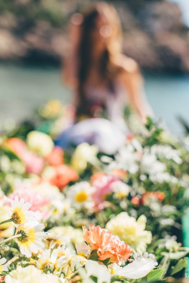 Summer Ibiza Wedding in a Canoe of flowers - Lovers Love Loving