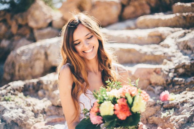 Summer Ibiza Wedding in a Canoe of flowers - Lovers Love Loving