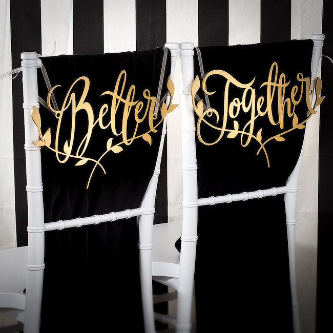 Better Together Mr and Mrs Signs for your wedding chairs. See 20 more cute and creative ideas here: https://confettidaydreams.com/mr-and-mrs-signs/