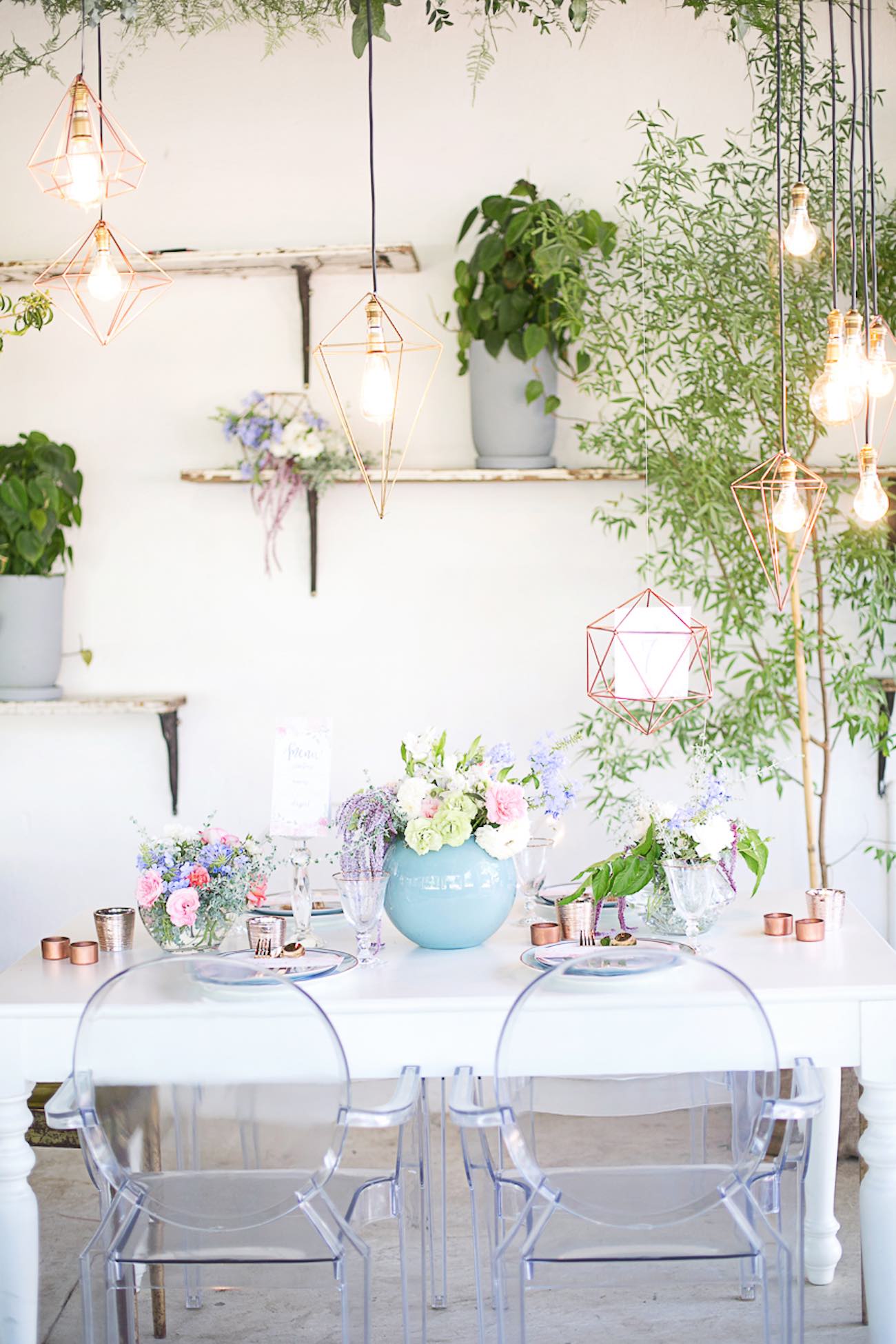 Rose Quartz Pink and Serenity Blue Geometric Wedding Ideas - Veronique Photography