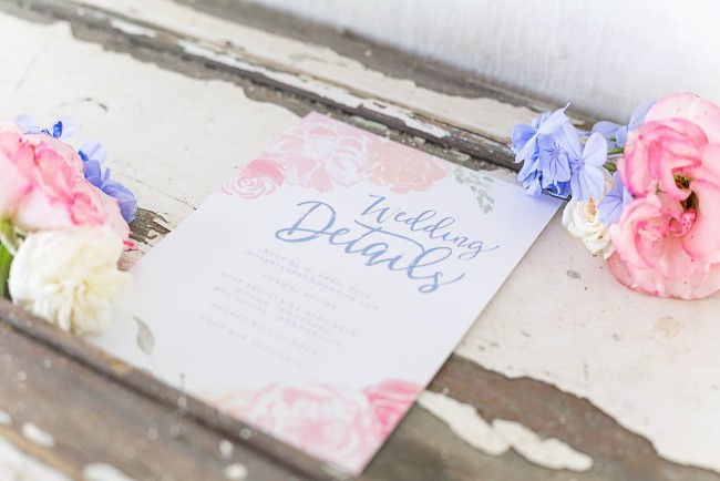 Rose Quartz Pink and Serenity Blue Geometric Wedding Ideas - Veronique Photography