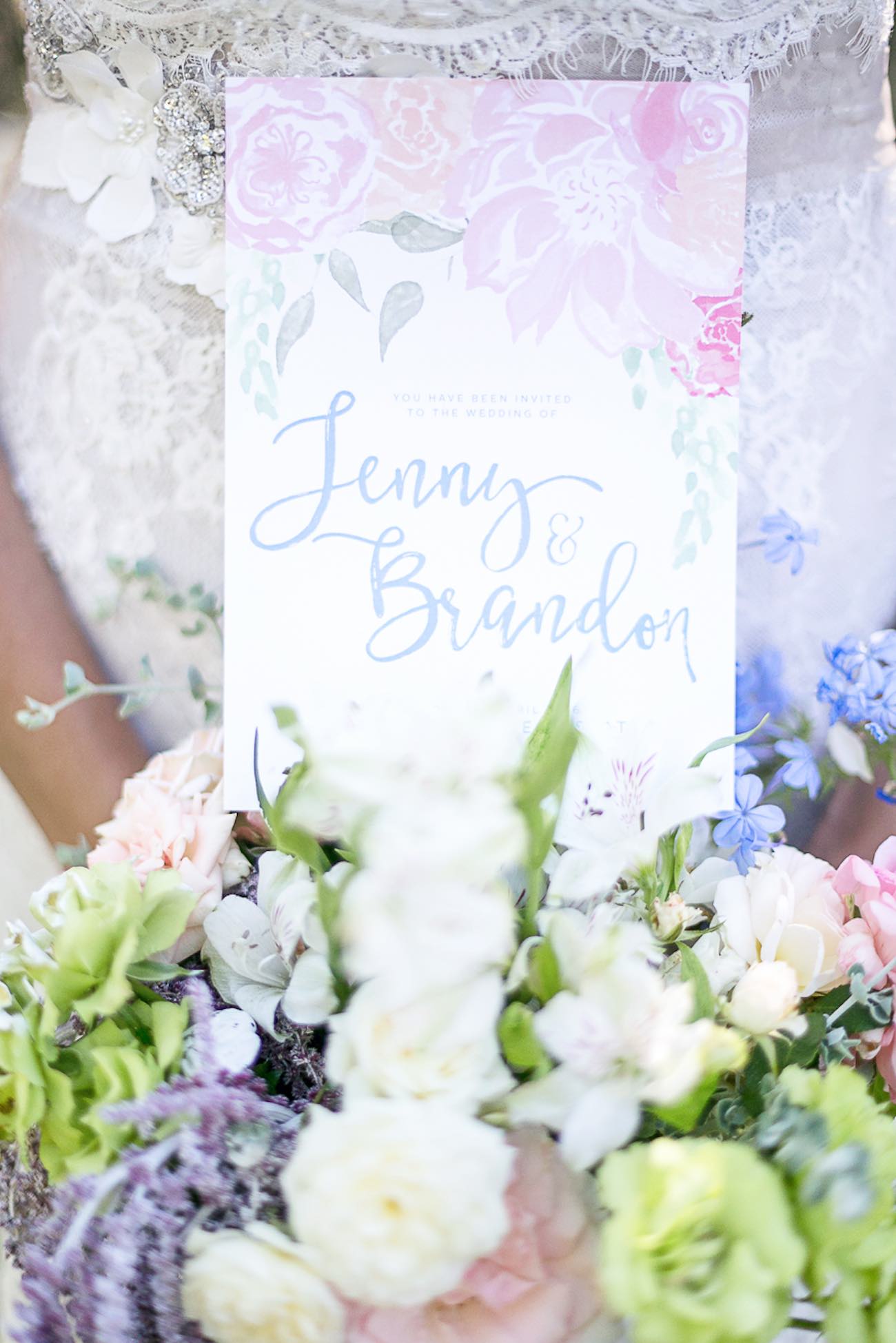 Rose Quartz Pink and Serenity Blue Geometric Wedding Ideas - Veronique Photography