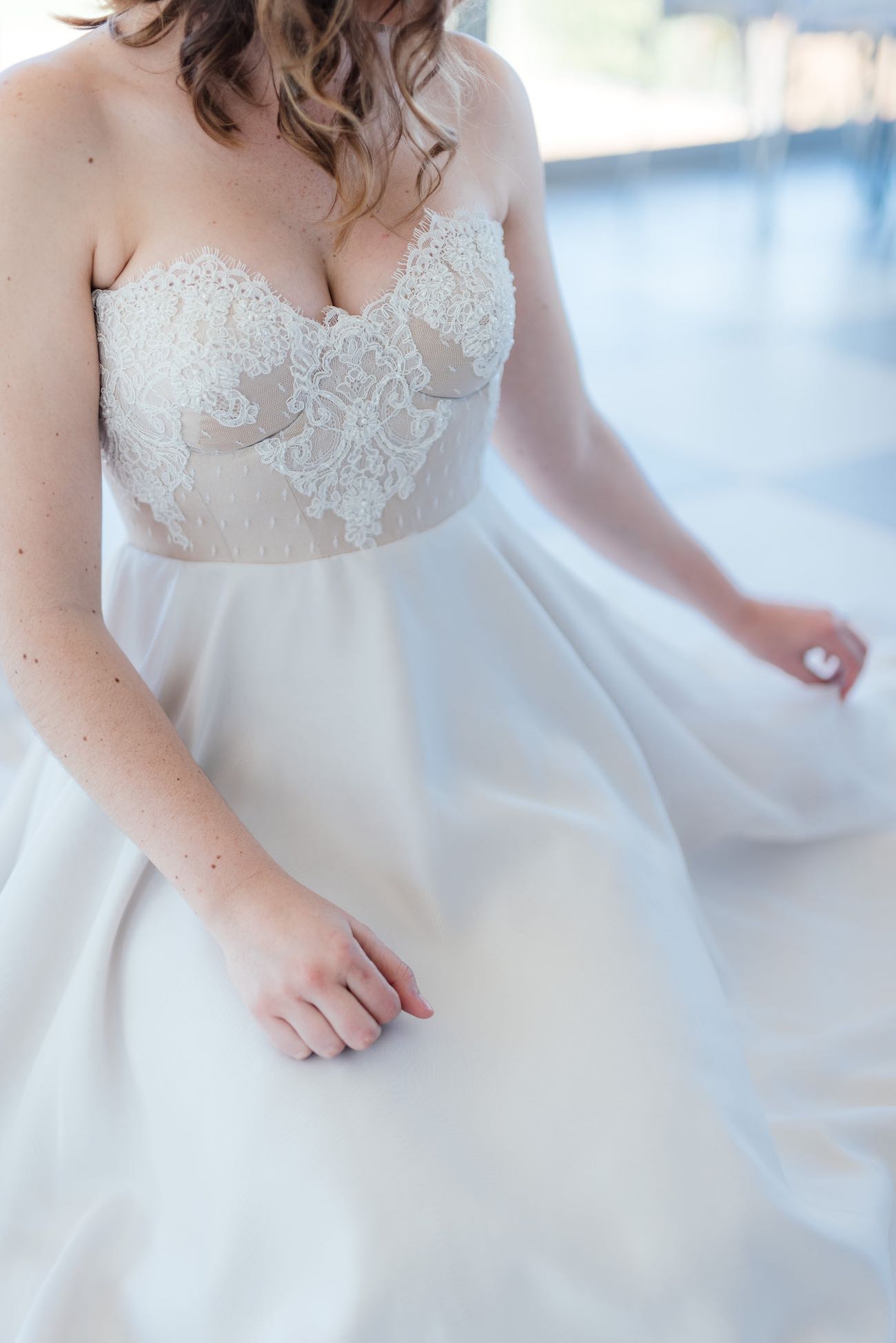 Blush pink strapless lace wedding dress. Click for the most absolutely gorgeous Tropical Wedding ideas ever!