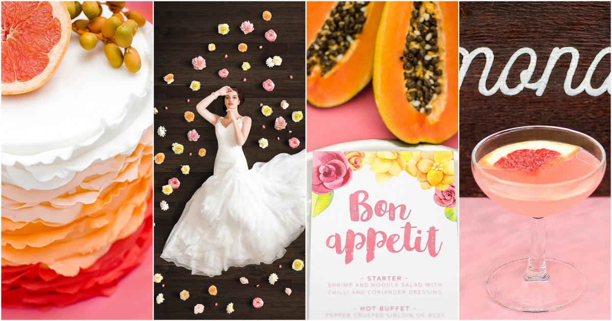 Vibrant Grapefruit, Yellow, Coral and Citrus wedding decor ideas - Kaitlyn de Villiers photography