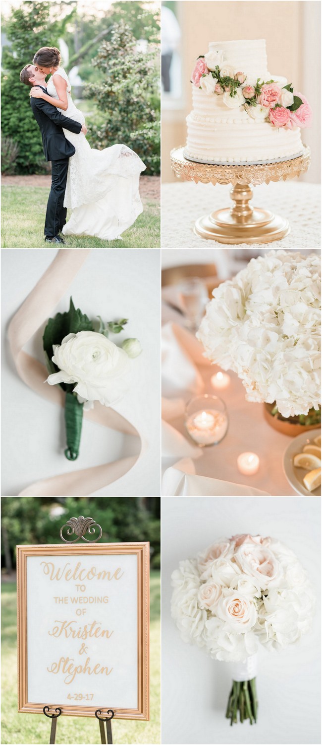 White and gold wedding reception and decor ideas