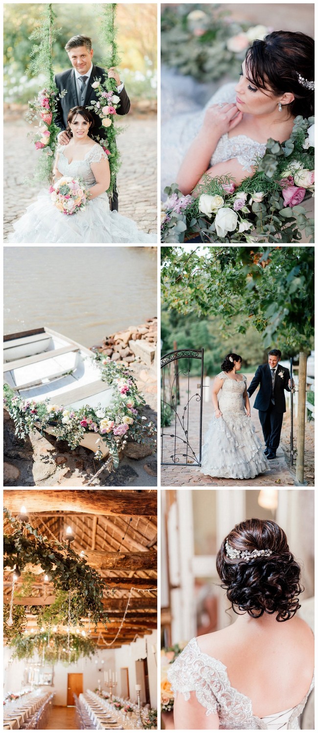 This vintage #Wedding inspired by Jane Austen is filled with banquet tables, flower adorned swings, floral chandeliers, pastel blooms & romance in Cape Town!
